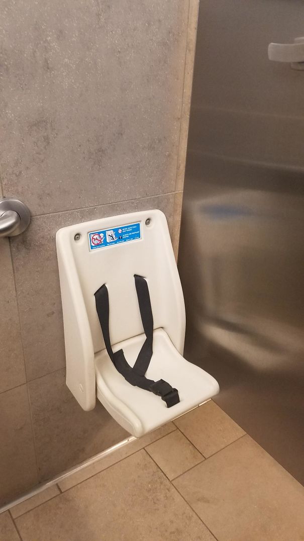 The Men's Room At Indianapolis Airport Has A Seat For Children To Be Strapped In While You Take Care Of Business