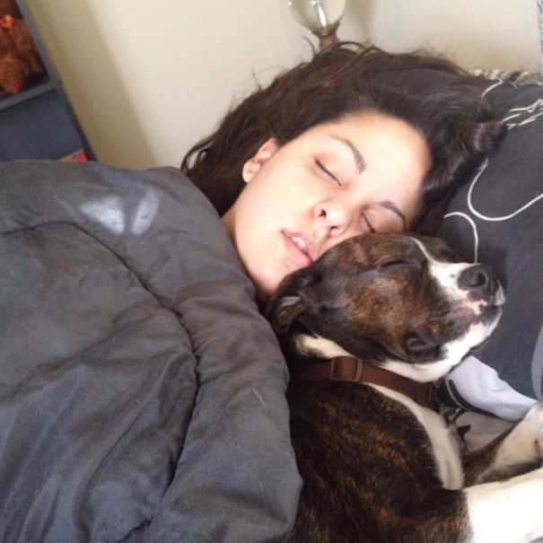 My Husband Snapped This Picture Of Me And My Pup Sleeping This Morning