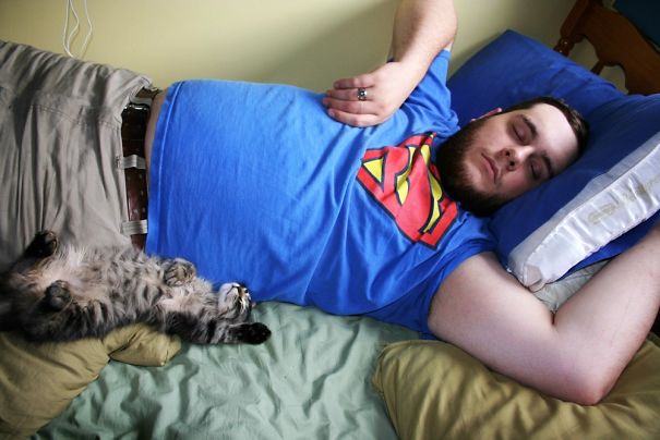 My Husband And My Cat Napping The Same Way