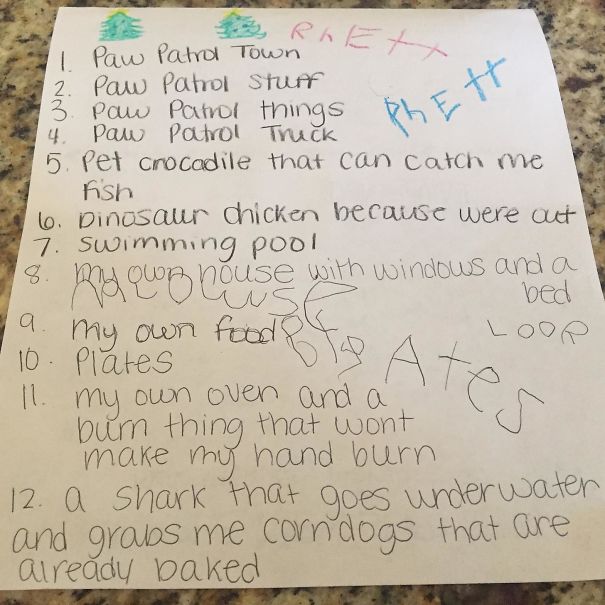 A 4-Year-Old's Epic Christmas List