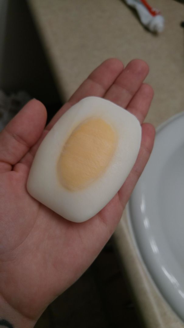 I Melted My Old Soap To My New Soap And It Kinda Looks Like A Rectangular Fried Egg