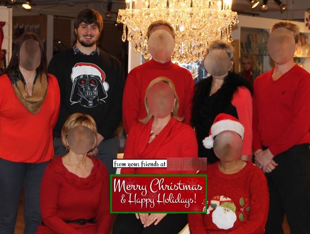 I Was Told To Dress Up For Our Company Christmas Party. I Didnt Realize We Would Also Be Taking Our Christmas Card Photo