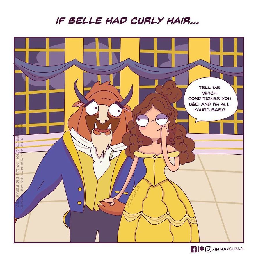 Illustrator Shows What Would Happen If Disney Princesses Had Curly Hair,  And The Consequences Are Hilarious | Bored Panda
