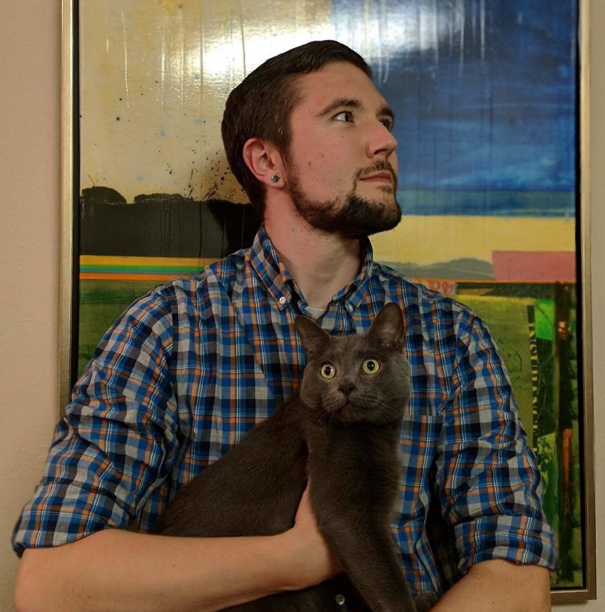 Man Cuddles Cats On Instagram