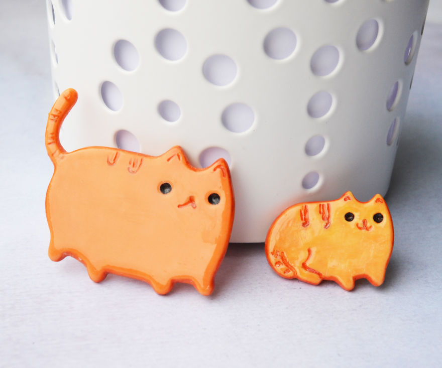 In My Free Time, I Design Cat Brooches From Polymer Clay | Bored Panda