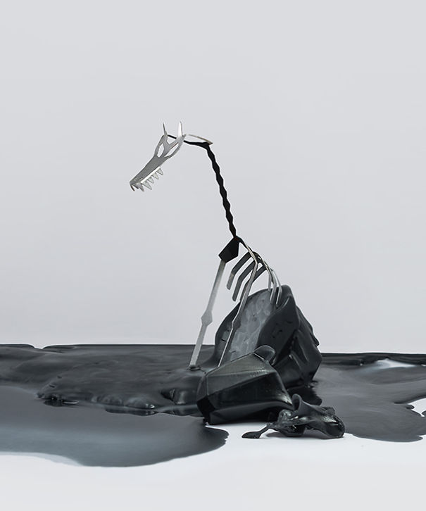 A Black Dragon Candle That Melts To Reveal A Skeleton