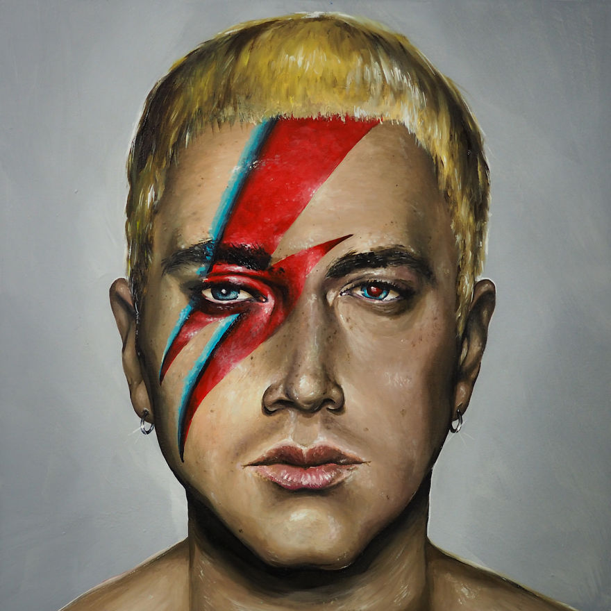 I Painted The Logos Of Classic Rock Icons Over The Faces Of Hip Hop Legends