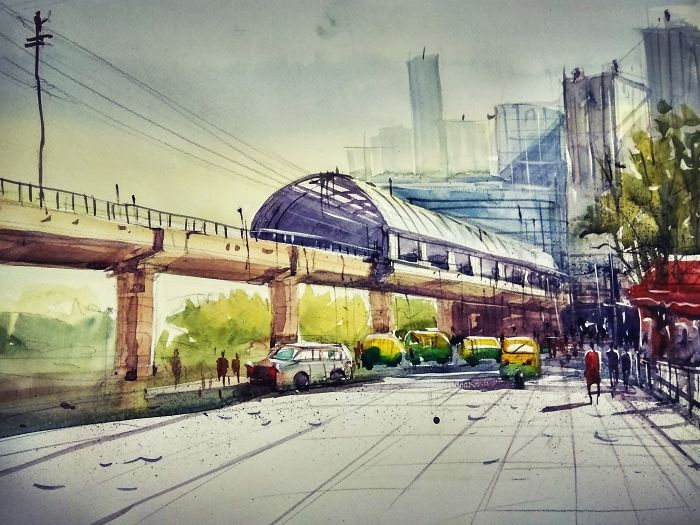 Amazing Cityscape By A Passionate Watercolorist Sankar Thakur