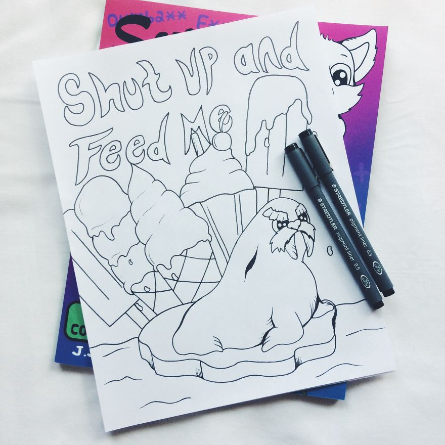I Turned Swear Words Into Coloring Pages With Adorable Animals