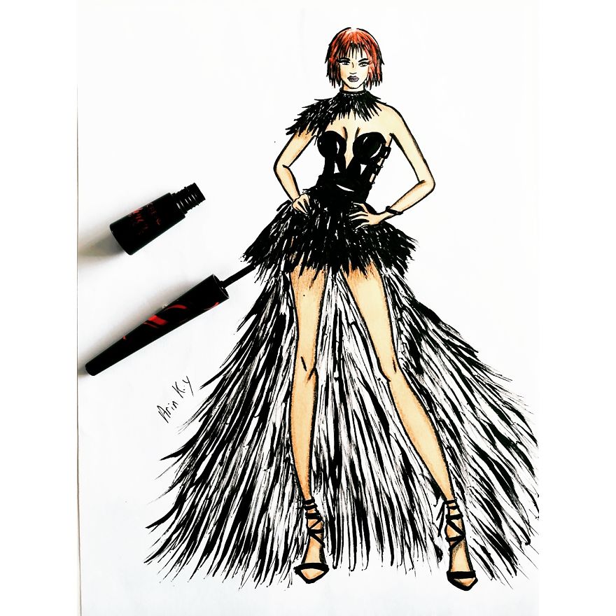 I Create Fashion Illustrations Using Cosmetics