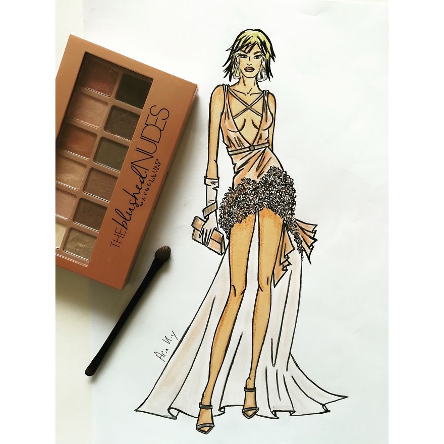 I Create Fashion Illustrations Using Cosmetics