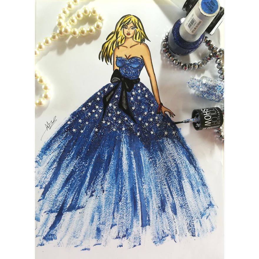 I Create Fashion Illustrations Using Cosmetics