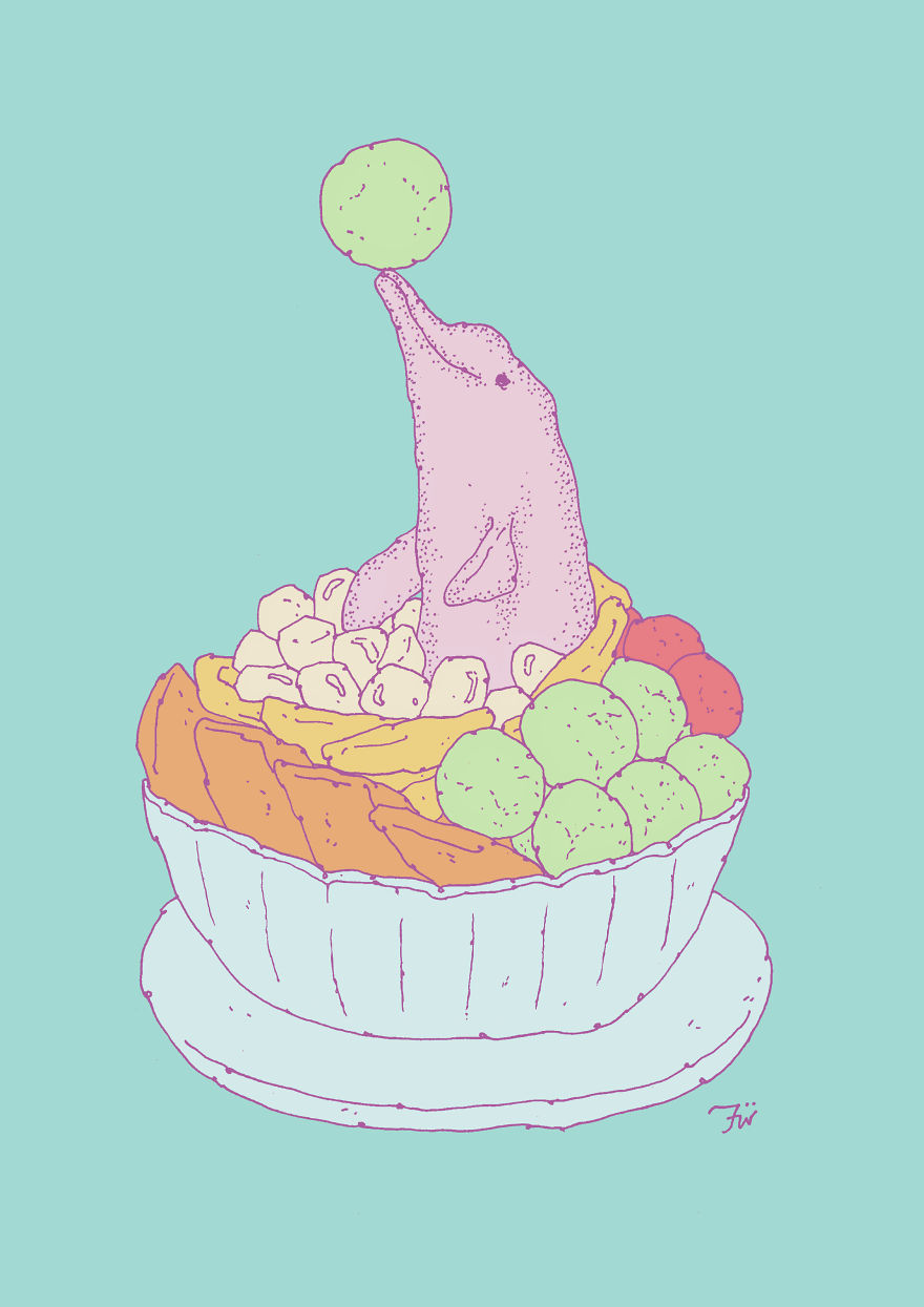 I Create Surreal Drawings That Combine Two Of My Favourite Things - Sweets And Animals