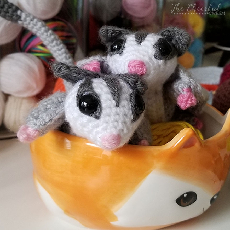 I Crocheted Sugar Gliders Out Of Yarn And They Have Been Taking Over My Desk Ever Since