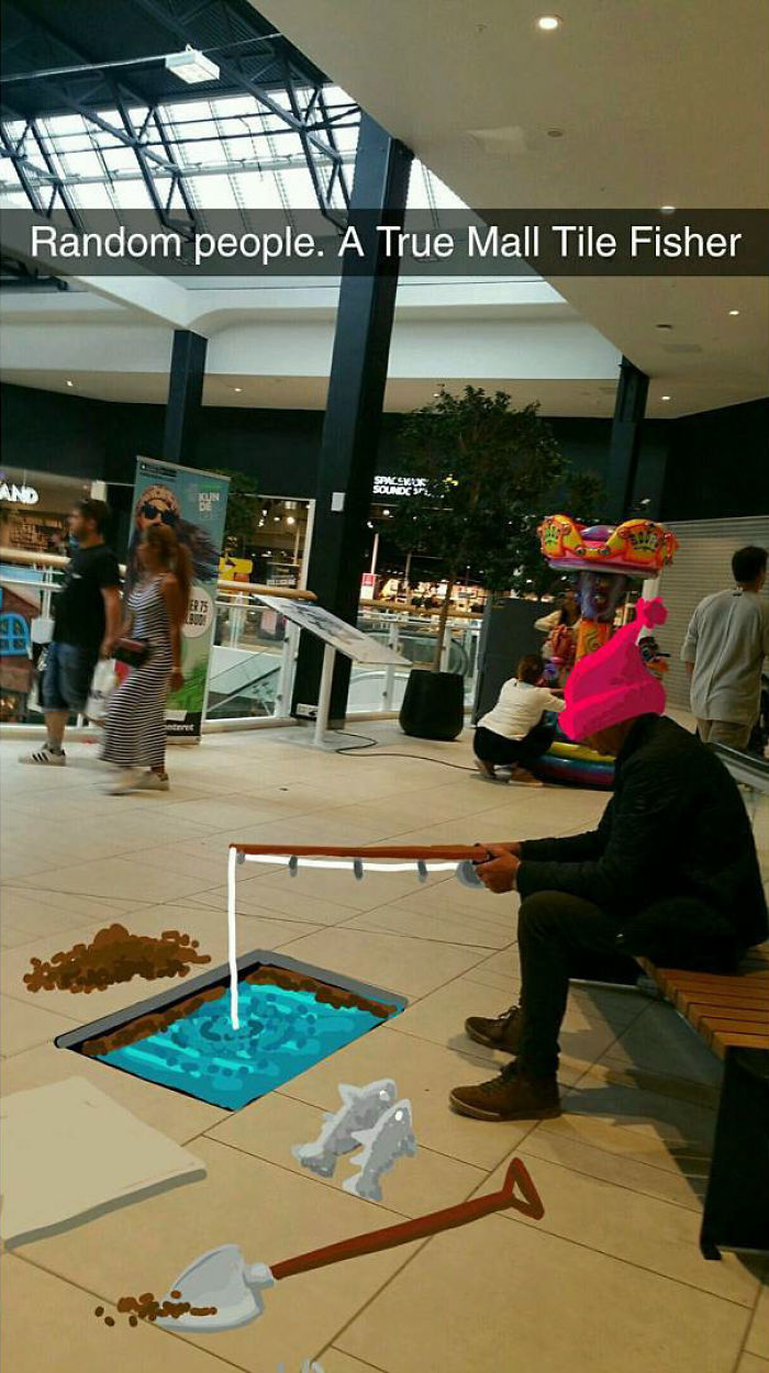 Auténtico pescador de azulejos del centro comercial
