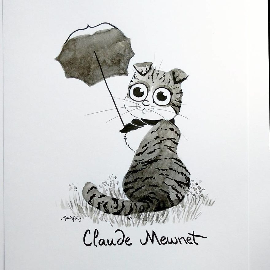 Claude Mewnet's Cat With A Parasol - Madame Mewnet's