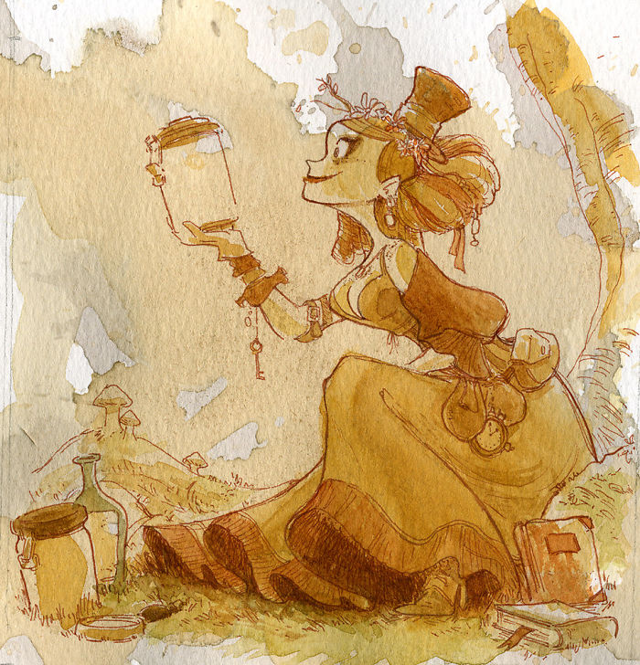 I Paint With Tea To Create Steampunk Art.
