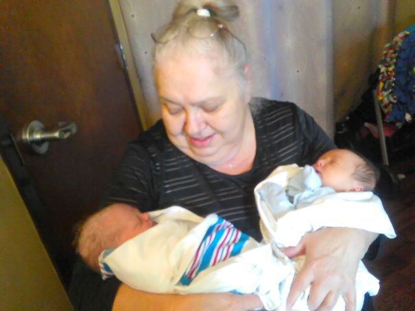 This Is My Mamaw Holding Her Great Grandson Braylon And Her New Granddaughter Abby Lane. She Had Life Threatening Health Issues Last Year And Didn't Think She Would Be Here To Meet Them.