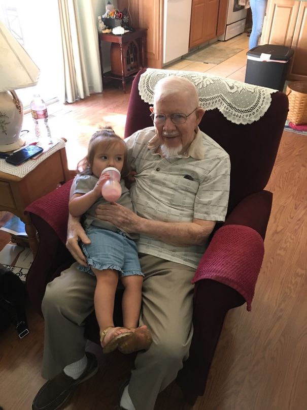 My 93 Years Young Grandpa With His Great Great Granddaughter