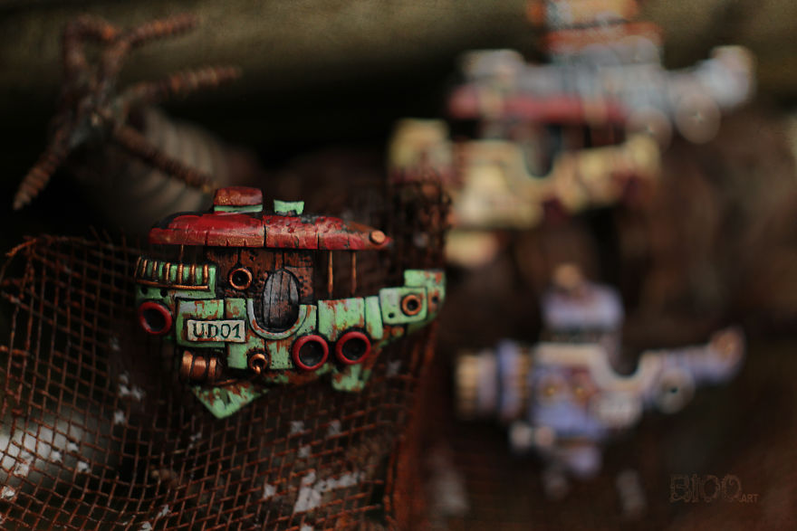 Fantasy Rusty Boat. Brooches Made Of Polymer Clay