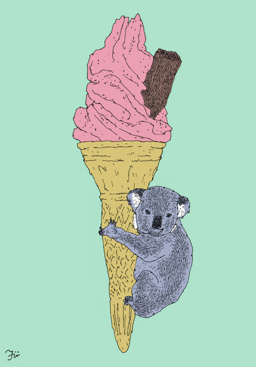 I Create Surreal Drawings That Combine Two Of My Favourite Things - Sweets And Animals