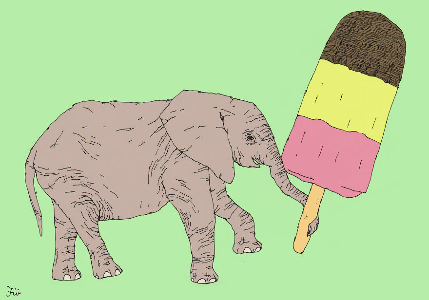 I Create Surreal Drawings That Combine Two Of My Favourite Things - Sweets And Animals