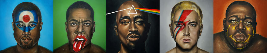 I Painted The Logos Of Classic Rock Icons Over The Faces Of Hip Hop Legends