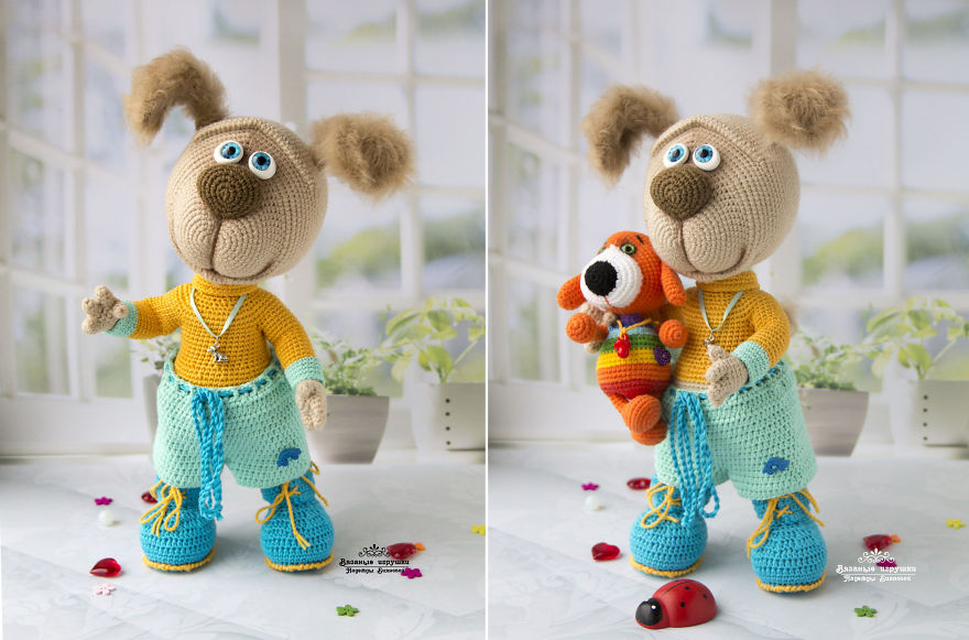 New Year Symbol: Fluffy Crocheted Dogs By Nadezhda Bianova