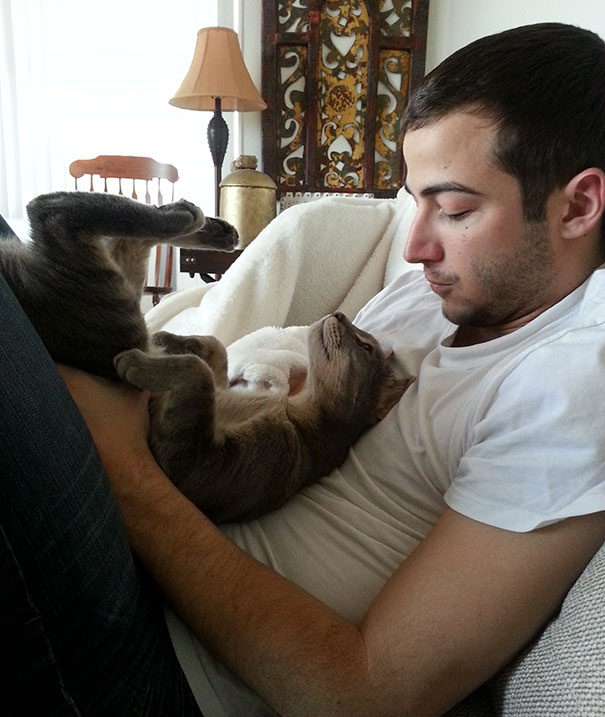 A Seriously Cute Moment Between My Boyfriend And Cat