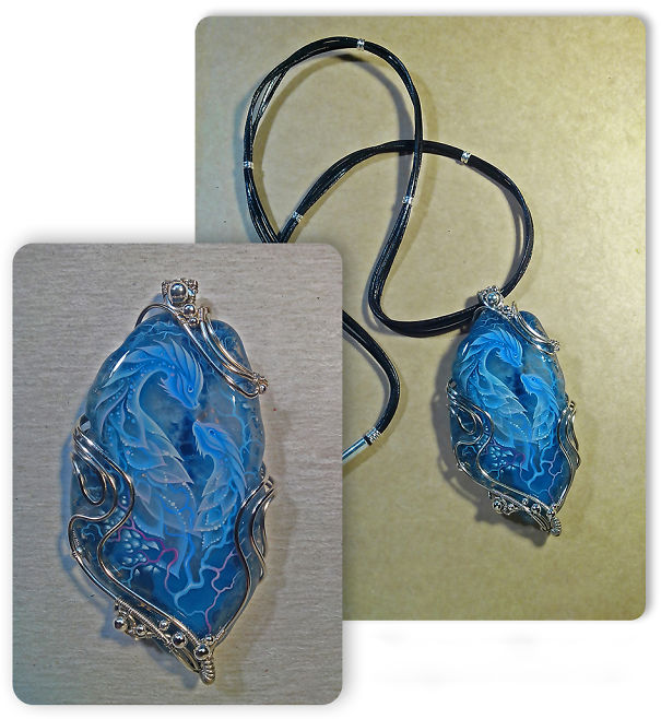 The Artist Draws Miniatures On Semi-Precious Stones. Dragons And Other Animals In Unusual Decorations. The Artist Draws Miniatures On Semi-Precious Stones. Dragons And Other Animals In Unusual Decorations.