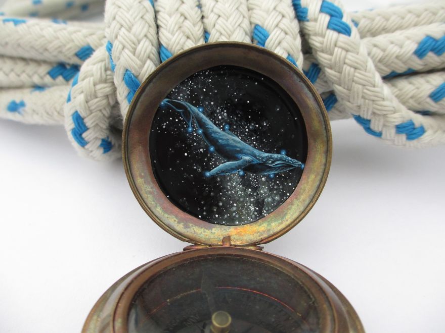 I Encourage People To Find Their Way By Painting Miniature Scenes On Compasses