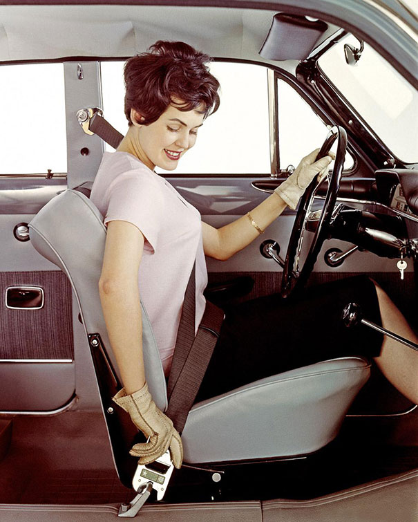 My Grandmother Demonstrating The Three-Point Belt As A Model For Volvo In 1959