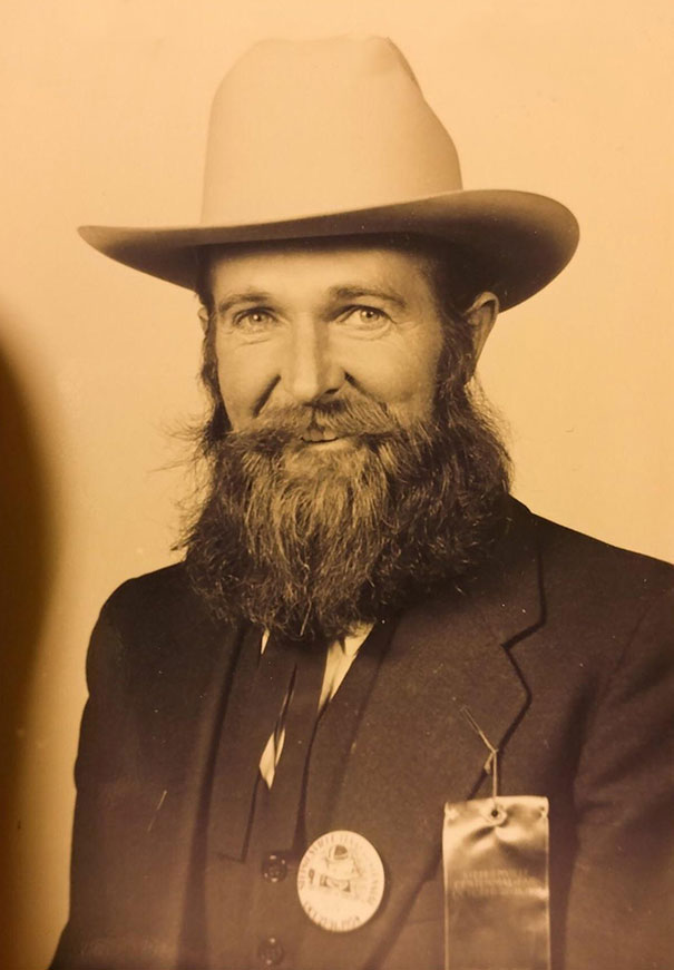 My Grandfather After Winning 1st Place In The County Beard Contest. The Hat Was His Prize. Circa 1954