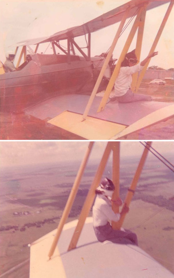 Granny On The Wing Of My Dad's Cropduster Plane. She Did This A Few Times That I Know Of