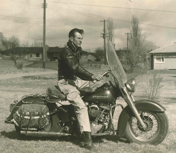My Grandpa On His Harley Ca. 1955. Grandma Made Him Sell It After My Dad Was Born.