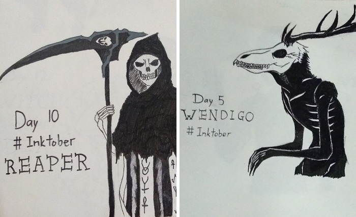 I Illustrated 31 Monsters From Many Cultures, Folklore And Myths In Inktober