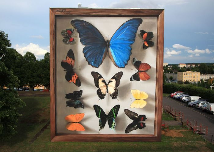 Artist Adds Charm To Boring Streets By Painting Giant Butterfly Murals