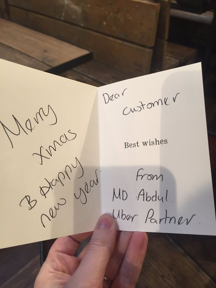 A Christmas Card From My #uber Driver. How Lovely Is That?