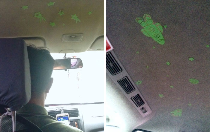 Was Having A Bad Day Until My Uber Came... Glow In The Dark Ceiling Stickers, So Cute!
