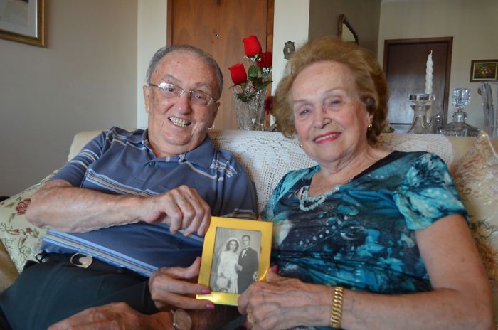 Mr. Milton Esteves, 94, And Mrs. Elza Falcone Esteves, 91, Celebrate 70 Years Of Marriage In Ribeirão Preto, Brazil.