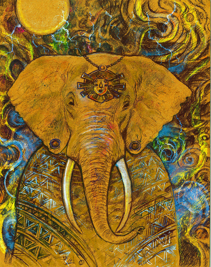 Original Healing Art Created In A Meditative State By The Elephant Tribe