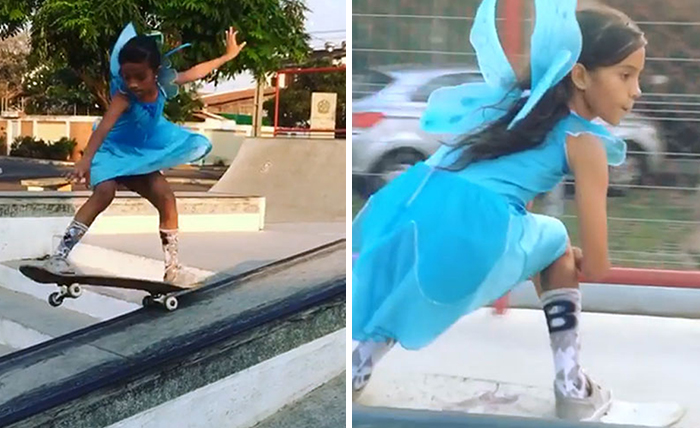 Little Brazilian Girl Goes Viral After Landing Unbelievable Tricks On Her Skateboard While Dressed As A Fairy Princess