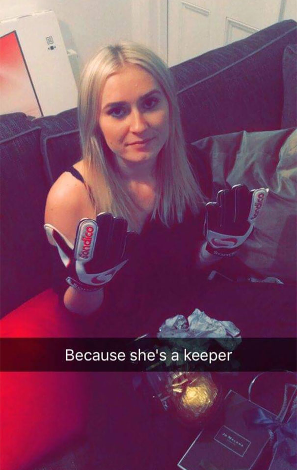 So My Sister Got Goalie Gloves For Christmas From Her Boyfriend For 'Being A Keeper'