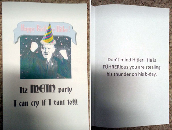 My Wife Shares A Birthday With Hitler So I Made Her This Card