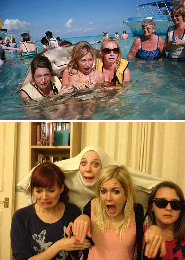 Got A Bit Drunk And Decided To Recreate The Stingray Pic With My Girlfriends