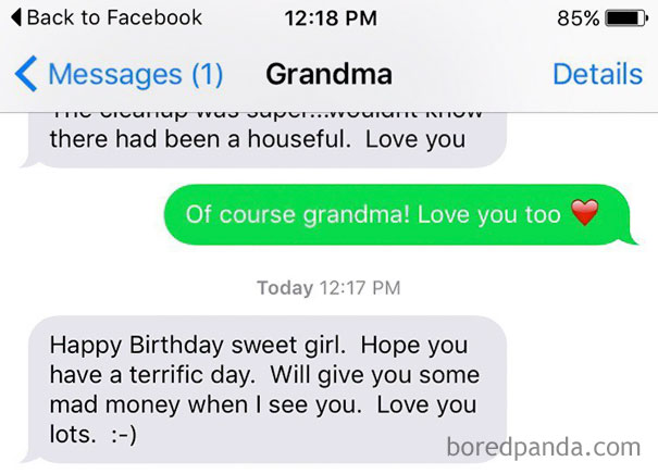 The Birthday Text I Just Received From My Very Proper Grandmother. She's So Hip