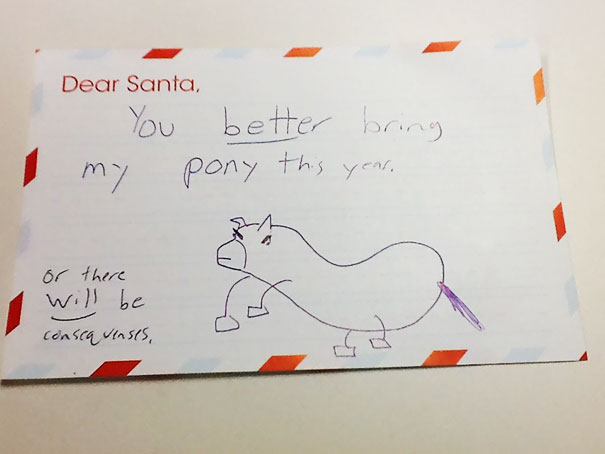 A Letter To Santa From My Brother's 5th Grade Class - "There Will Be Consequences"