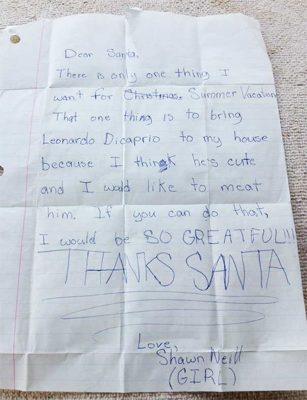 My Good Friend's Note To Santa Right After Titanic Came Out. She Was 9