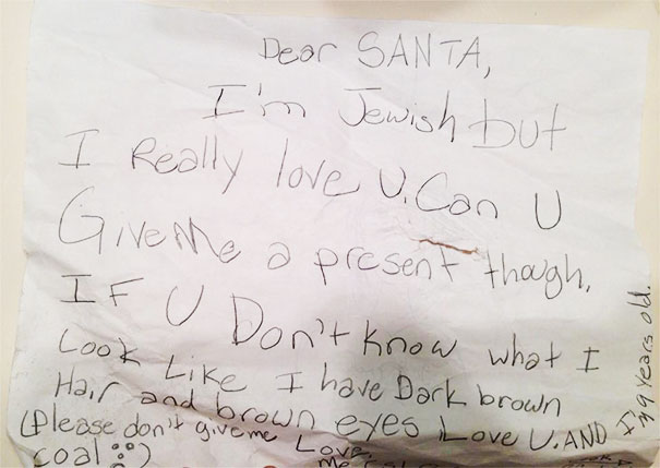 As A Jew, Christmas Time Was Always The Hardest Time Of The Year. This Is What I Wrote To Santa When I Was 9