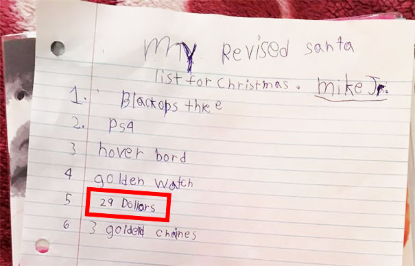 My Boy's Son Put Together His Christmas List. The Random $29 Has Me Rollin'